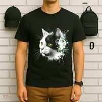 Cute Cat With Cool Eyes And Paint Splash Funny Gift T-Shirt thumb 6