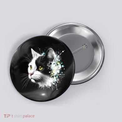 Cute Cat With Cool Eyes And Paint Splash Funny Gift Button