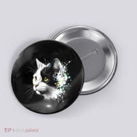 Cute Cat With Cool Eyes And Paint Splash Funny Gift Button thumb 0