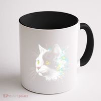 Cute Cat With Cool Eyes And Paint Splash Funny Gift Coffee Mug thumb 1
