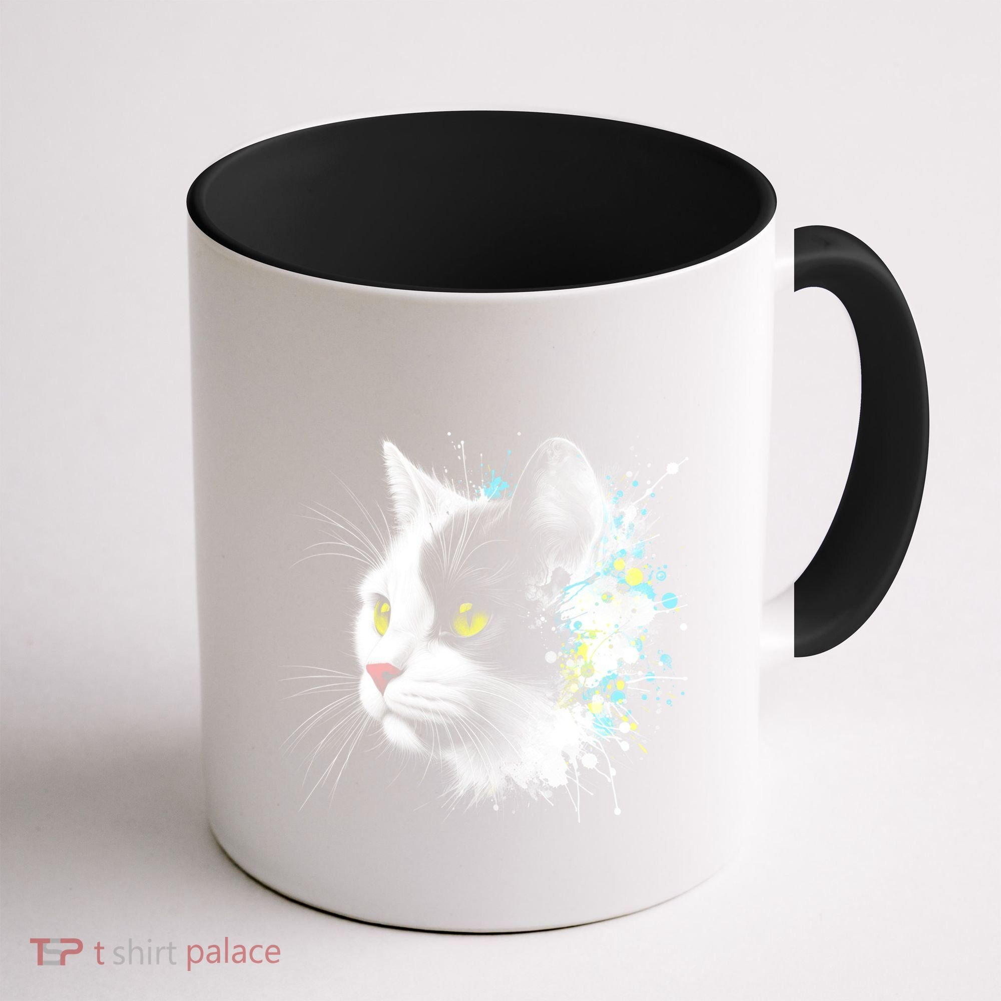 Cute Cat With Cool Eyes And Paint Splash Funny Gift Coffee Mug