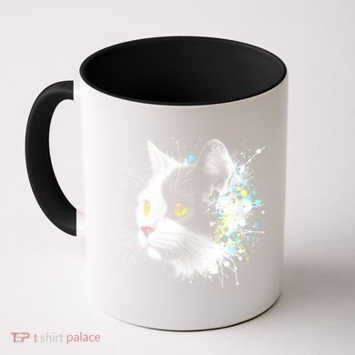Cute Cat With Cool Eyes And Paint Splash Funny Gift Coffee Mug