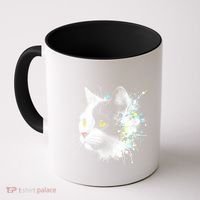 Cute Cat With Cool Eyes And Paint Splash Funny Gift Coffee Mug thumb 0
