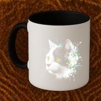 Cute Cat With Cool Eyes And Paint Splash Funny Gift Coffee Mug thumb 2