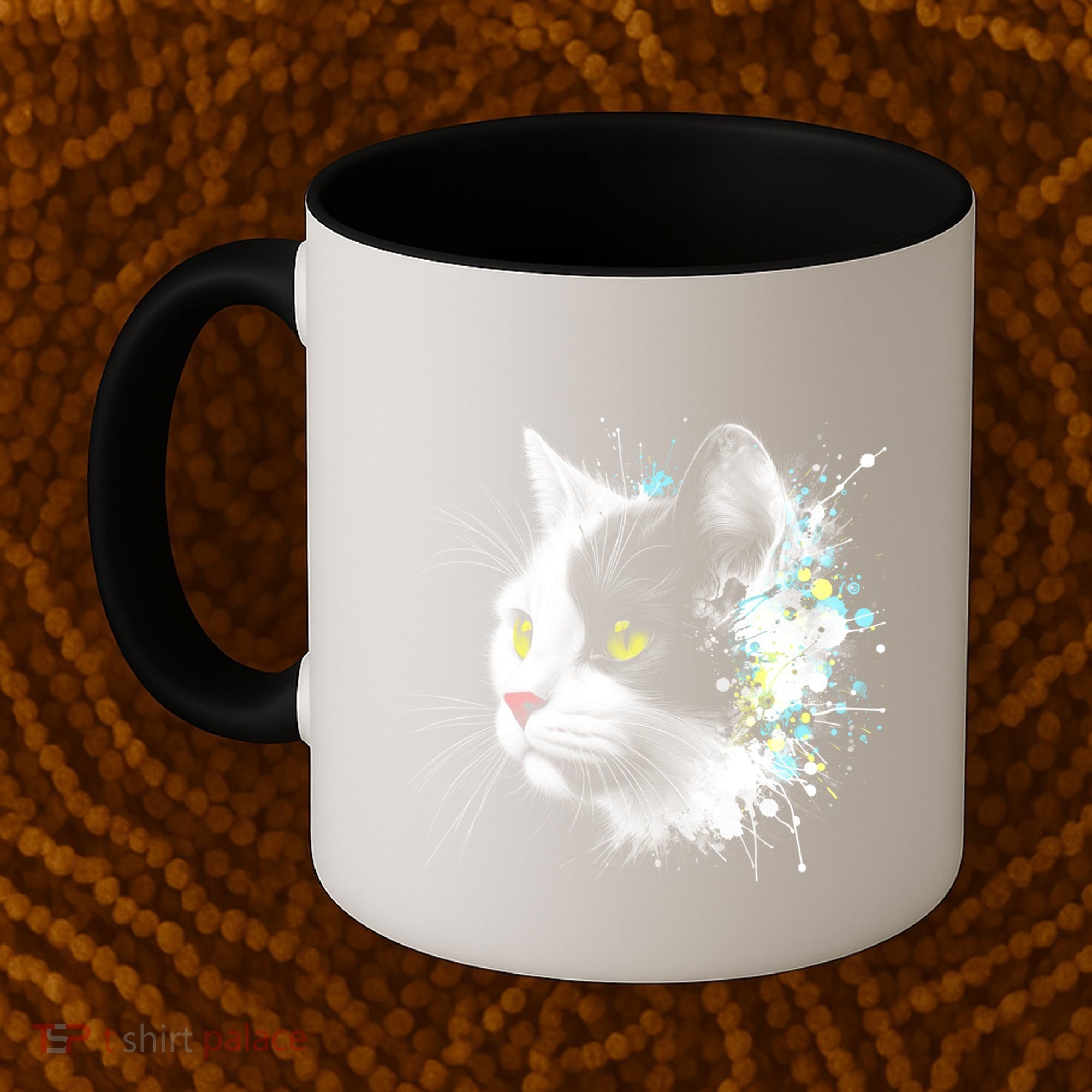Cute Cat With Cool Eyes And Paint Splash Funny Gift Coffee Mug