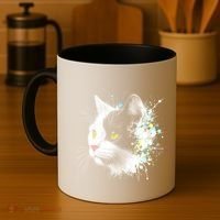 Cute Cat With Cool Eyes And Paint Splash Funny Gift Coffee Mug thumb 4