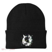 Cute Cat With Cool Eyes And Paint Splash Funny Gift Beanie thumb 0
