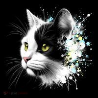 Cute Cat With Cool Eyes And Paint Splash Funny Gift Women's Hoodie thumb 2