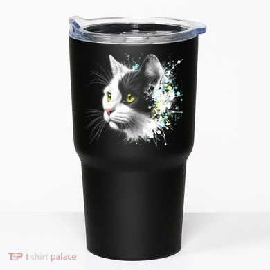 Cute Cat With Cool Eyes And Paint Splash Funny Gift Tumbler