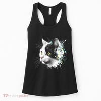 Cute Cat With Cool Eyes And Paint Splash Funny Gift Women's Tank Top thumb 0