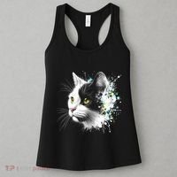 Cute Cat With Cool Eyes And Paint Splash Funny Gift Women's Tank Top thumb 3