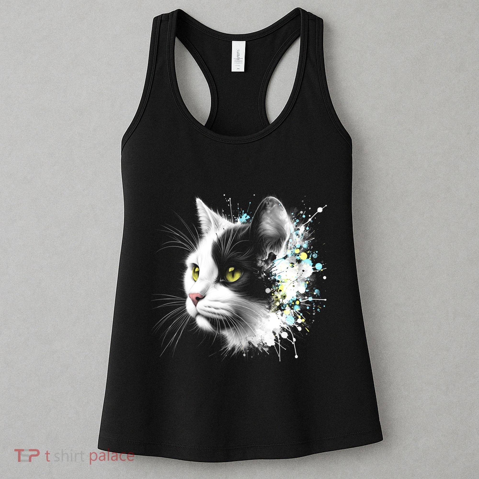 Cute Cat With Cool Eyes And Paint Splash Funny Gift Women's Tank Top