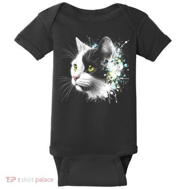 Cute Cat With Cool Eyes And Paint Splash Funny Gift Baby Bodysuit