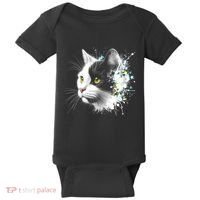 Cute Cat With Cool Eyes And Paint Splash Funny Gift Baby Bodysuit thumb 0