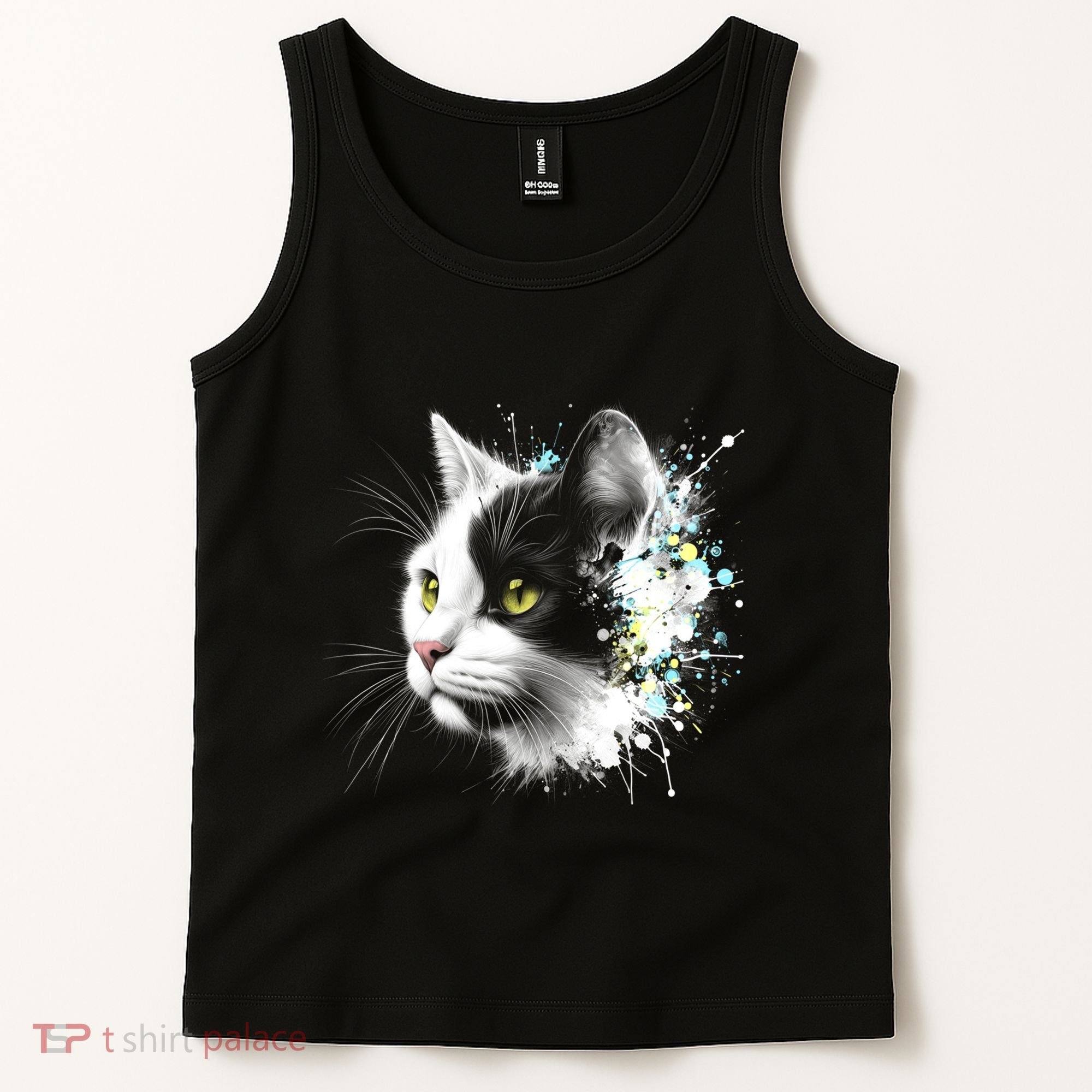 Cute Cat With Cool Eyes And Paint Splash Funny Gift Tank Top