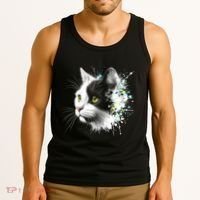 Cute Cat With Cool Eyes And Paint Splash Funny Gift Tank Top thumb 3