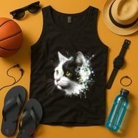 Cute Cat With Cool Eyes And Paint Splash Funny Gift Tank Top thumb 4
