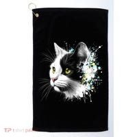 Cute Cat With Cool Eyes And Paint Splash Funny Gift Golf Towel thumb 0