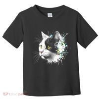 Cute Cat With Cool Eyes And Paint Splash Funny Gift Toddler T-Shirt thumb 0
