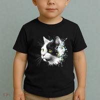 Cute Cat With Cool Eyes And Paint Splash Funny Gift Toddler T-Shirt thumb 2