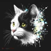 Cute Cat With Cool Eyes And Paint Splash Funny Gift Toddler T-Shirt thumb 4