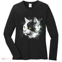 Cute Cat With Cool Eyes And Paint Splash Funny Gift Women's Long Sleeve Shirt thumb 0