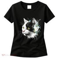 Cute Cat With Cool Eyes And Paint Splash Funny Gift Women's T-Shirt thumb 0