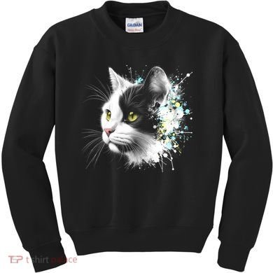 Cute Cat With Cool Eyes And Paint Splash Funny Gift Kids Sweatshirt