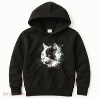 Cute Cat With Cool Eyes And Paint Splash Funny Gift Kids Hoodie thumb 0