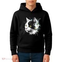 Cute Cat With Cool Eyes And Paint Splash Funny Gift Kids Hoodie thumb 4