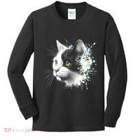 Cute Cat With Cool Eyes And Paint Splash Funny Gift Kids Long Sleeve Shirt thumb 0