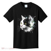 Cute Cat With Cool Eyes And Paint Splash Funny Gift Kids T-Shirt thumb 0