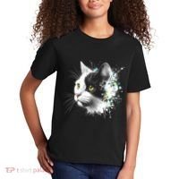 Cute Cat With Cool Eyes And Paint Splash Funny Gift Kids T-Shirt thumb 2