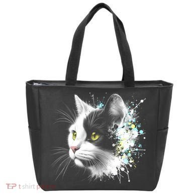Cute Cat With Cool Eyes And Paint Splash Funny Gift Tote Bag