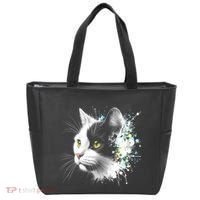 Cute Cat With Cool Eyes And Paint Splash Funny Gift Tote Bag thumb 0