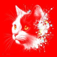 Cute Cat With Cool Eyes And Paint Splash Funny Gift Santa Hat thumb 1