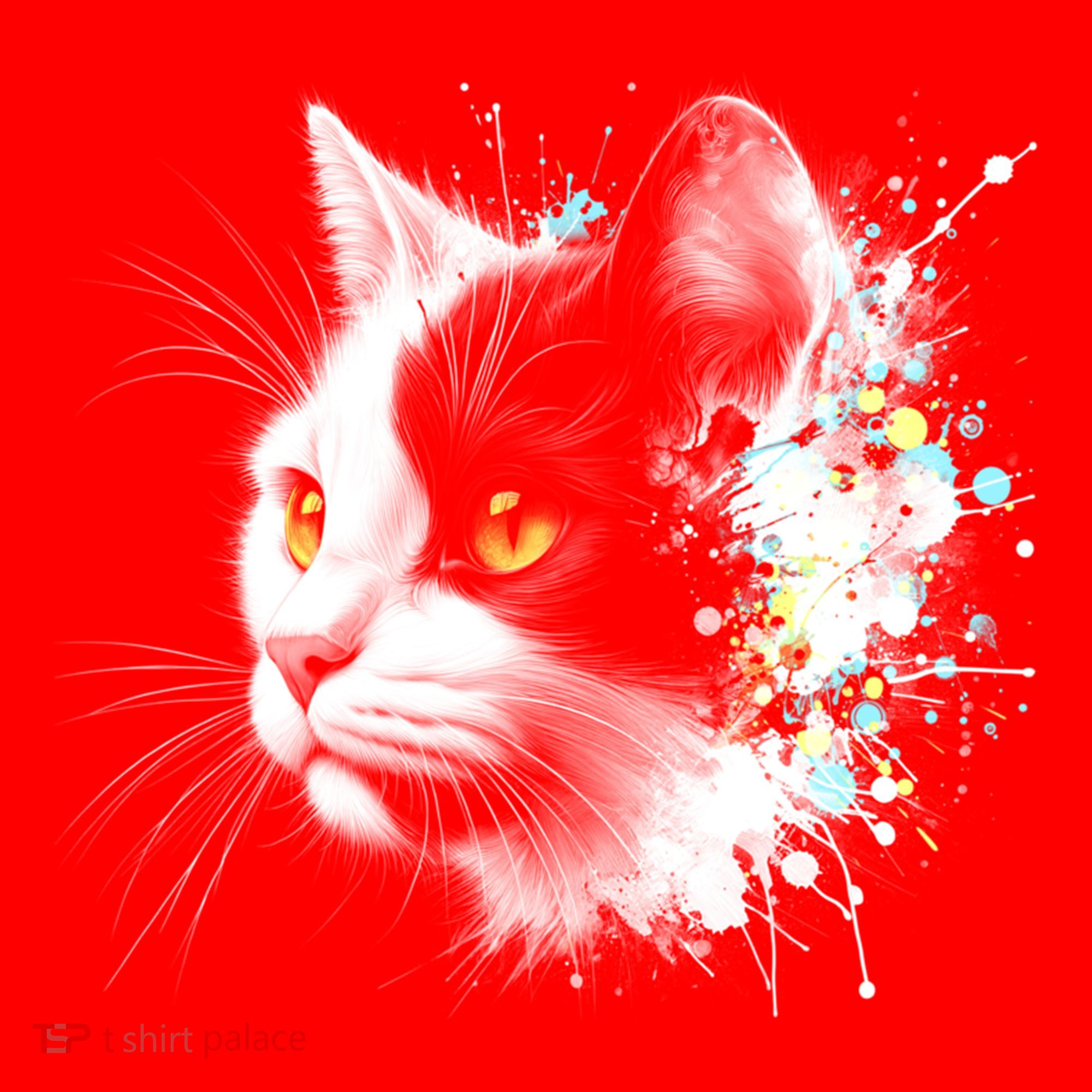 Cute Cat With Cool Eyes And Paint Splash Funny Gift Santa Hat