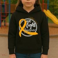 Childhood Cancer We Fight Together Kids Hoodie thumb 3