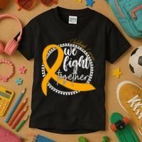 Childhood Cancer We Fight Together Kids T-Shirt thumb 3