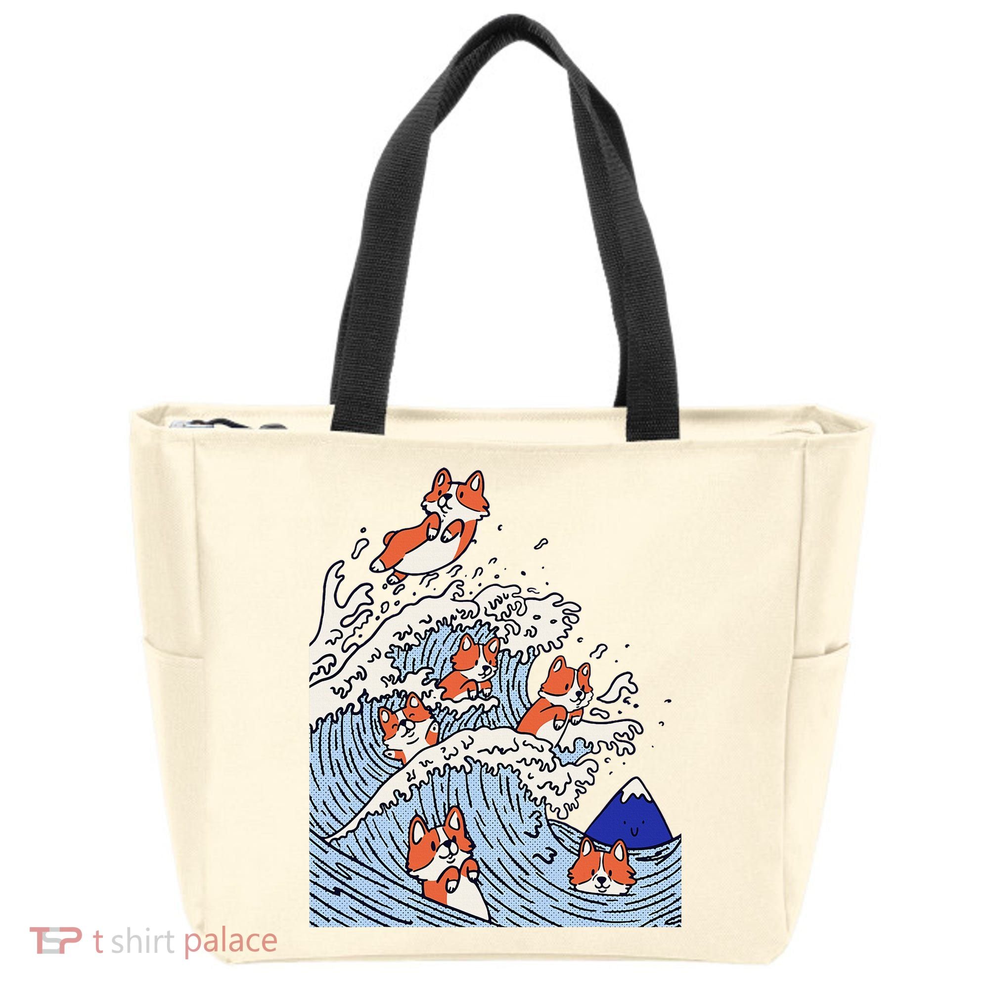 Cute Corgi Wave  Surfing Dogs  Tote Bag