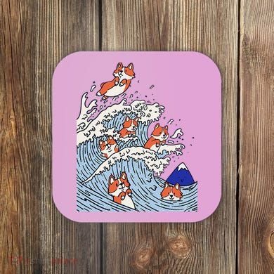 Cute Corgi Wave  Surfing Dogs  Coaster