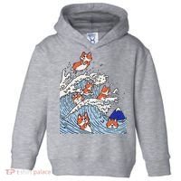 Cute Corgi Wave  Surfing Dogs  Toddler Hoodie thumb 0