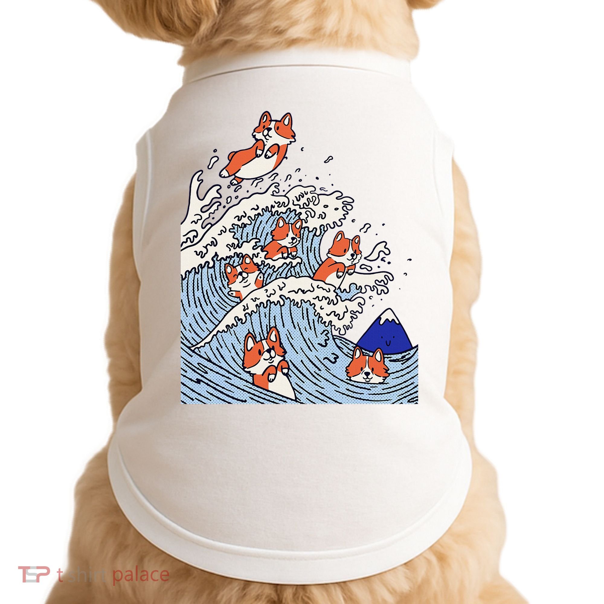 Cute Corgi Wave  Surfing Dogs  Doggie Tank