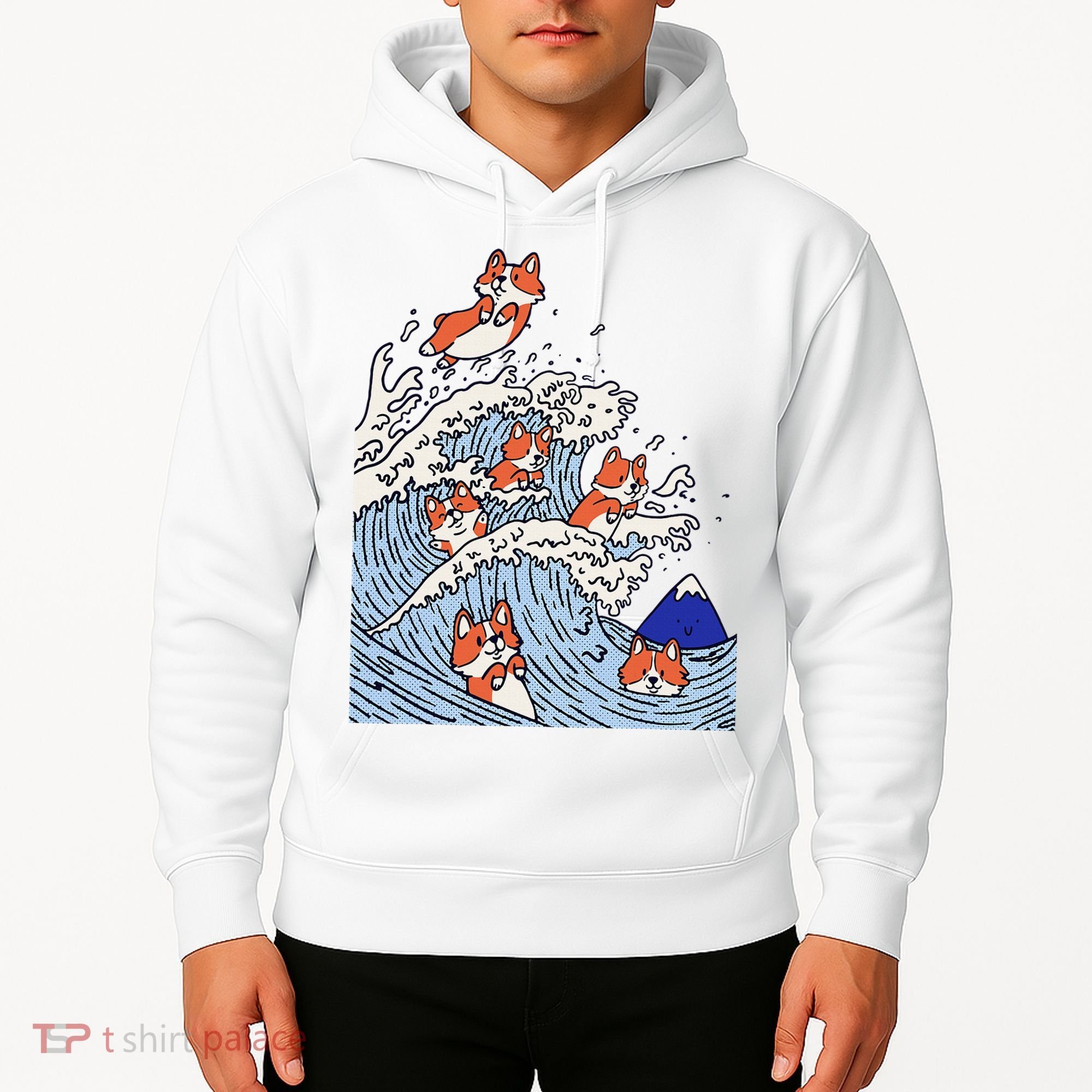 Cute Corgi Wave  Surfing Dogs  Hoodie