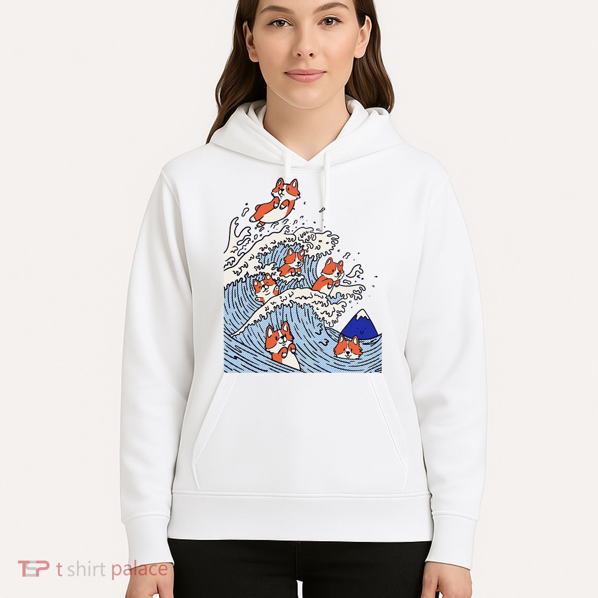 Cute Corgi Wave  Surfing Dogs  Hoodie