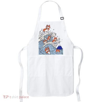 Cute Corgi Wave  Surfing Dogs  Apron