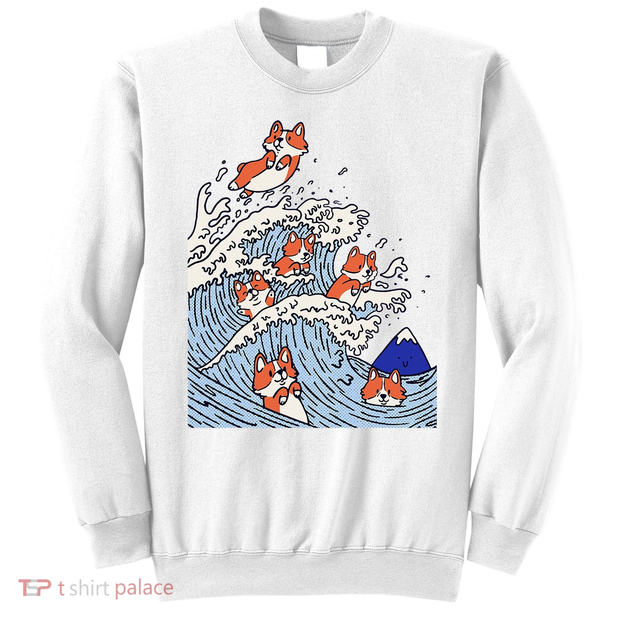Cute Corgi Wave  Surfing Dogs  Sweatshirt