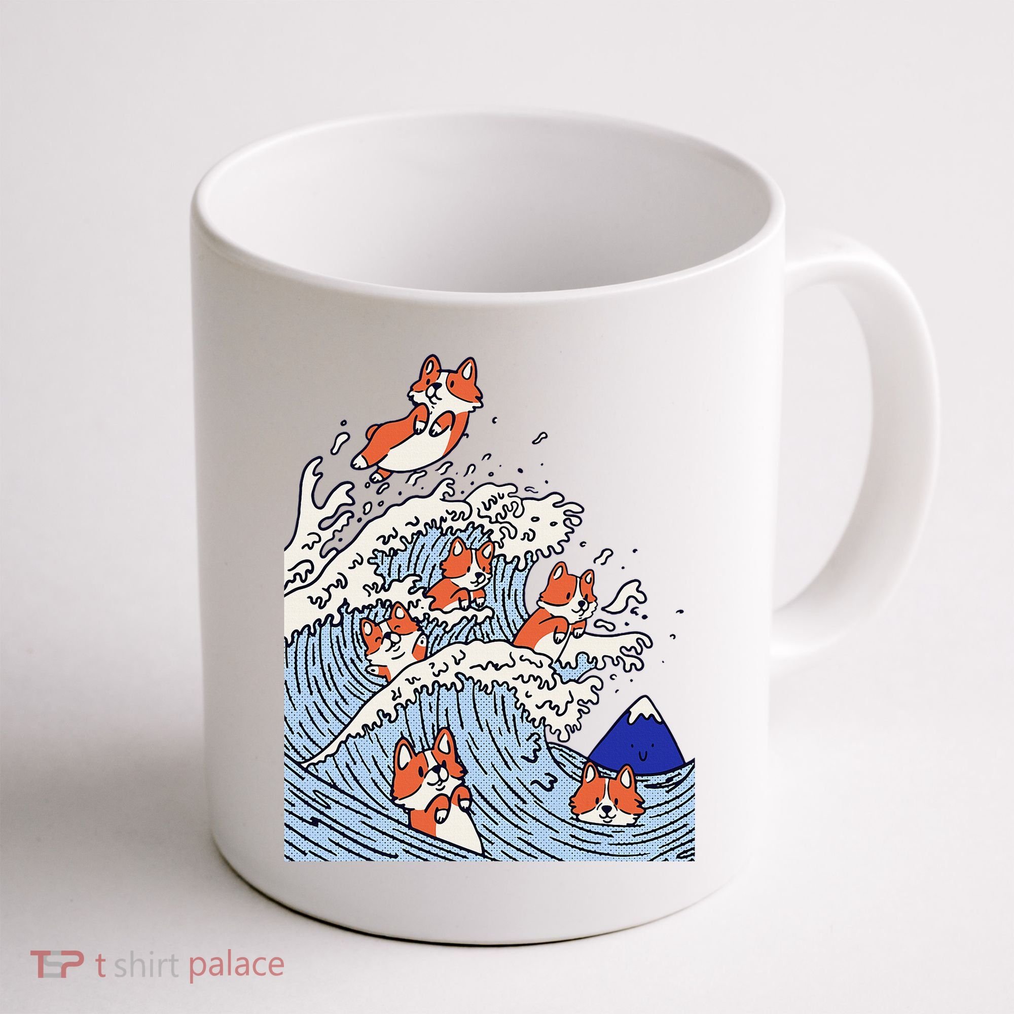 Cute Corgi Wave  Surfing Dogs  Coffee Mug