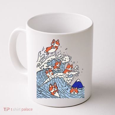 Cute Corgi Wave  Surfing Dogs  Coffee Mug