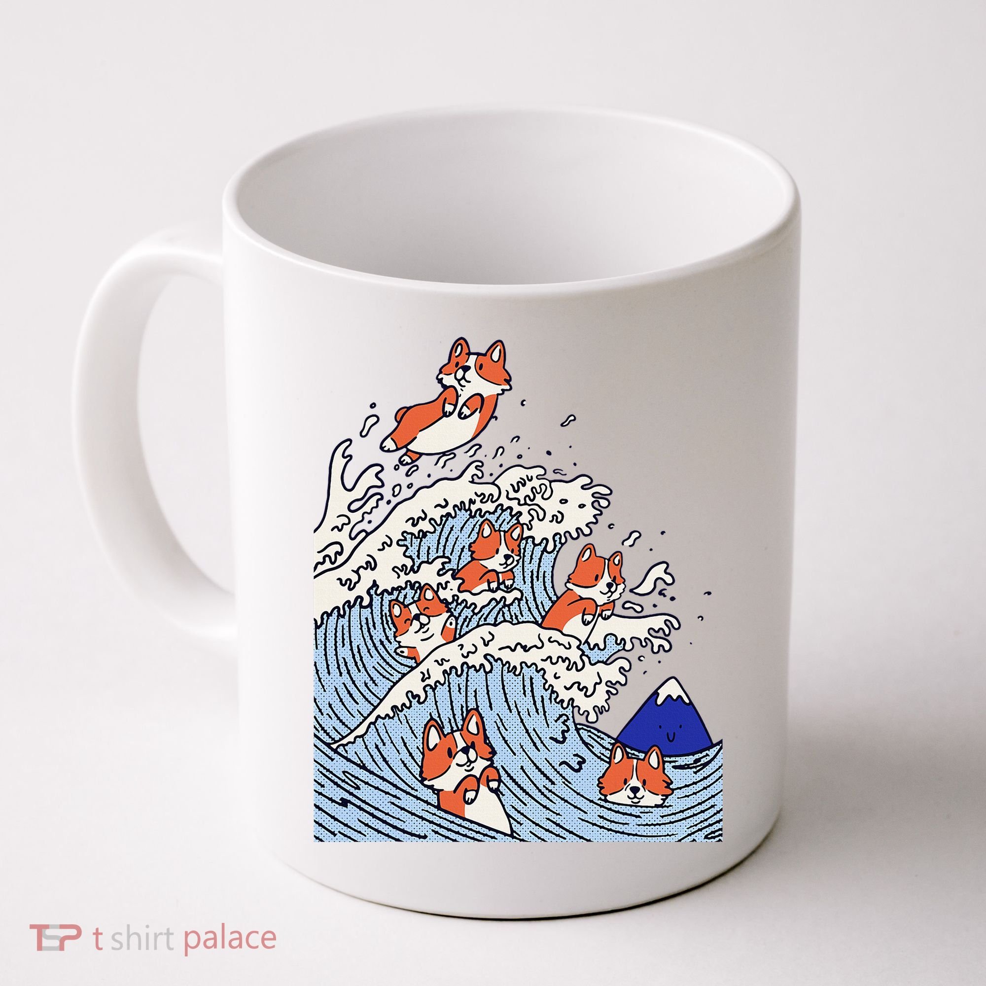 Cute Corgi Wave  Surfing Dogs  Coffee Mug